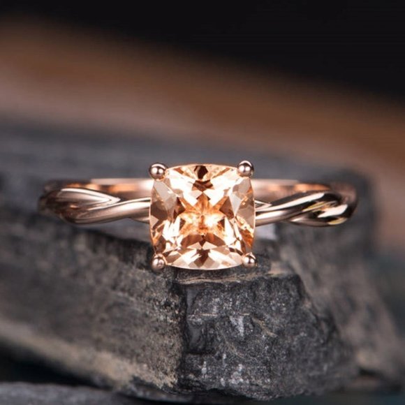 Rose Gold Square Cute Romantic Stone Ring for Women, VIP231 - Picture 1 of 8